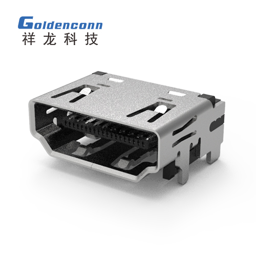 HDMI SOCKET R/A SMT 19PIN WITH SHRAPNEL,SHELL DIP(短腳） HDM055